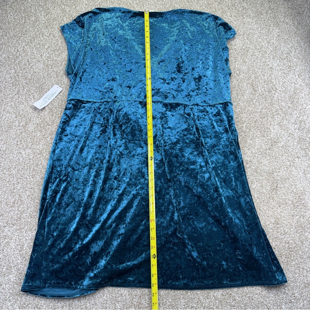 New London Style Elegant Teal Velvet Wrap Dress Women’s Size 24W - Picture 8 of 12